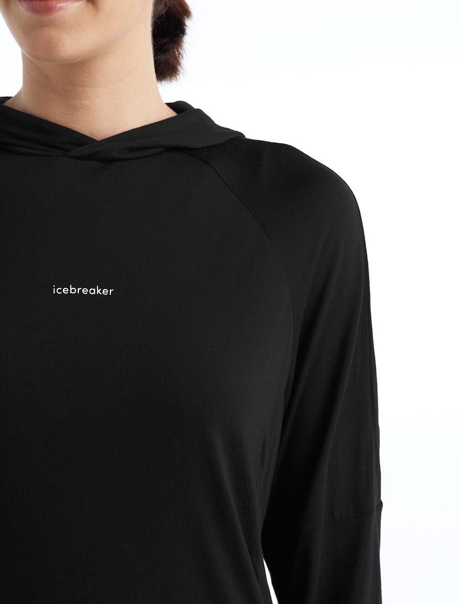 Icebreaker Cool-Lite™ Merino Hoodie Naisten Long Sleeve Mustat | FI 1637JPQJ